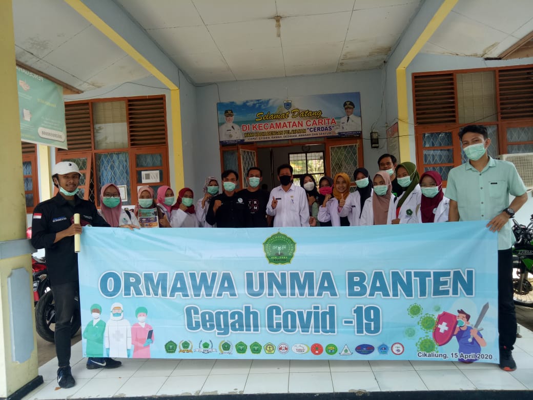 ORMAWA UNMA Banten Bagikan Hand Sanitizer di Tengah Wabah Covid-19